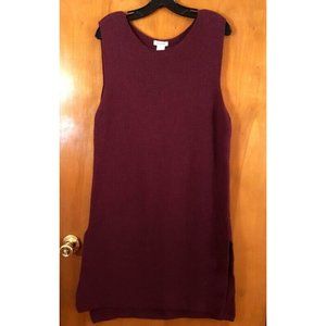 MAX STUDIO Size L Maroon Burgundy Chunky Knit Sleeveless Tunic Pullover Vest Top